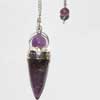 Natural Amethyst Smooth Tear Drop Pendulum for Healing Pagan Chain and Amethyst Ball at end included.
